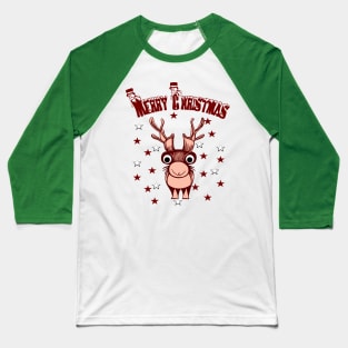 Merry Christmas Reindeer Baseball T-Shirt